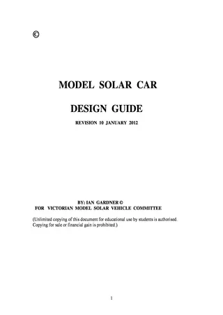 MODEL SOLAR CAR DESIGN GUIDE